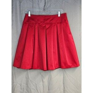 Ann Taylor True Red Feminine Knife Pleate Fit & Flare Event Ready Short Skirt
